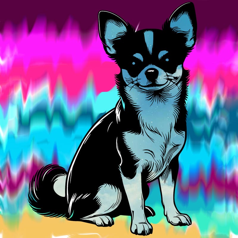 realistic black and white chihuahua