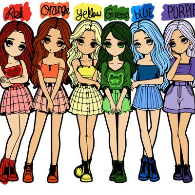 a group of girls realistic