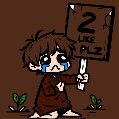 small poor toddler crying with sign that says 2 like plz