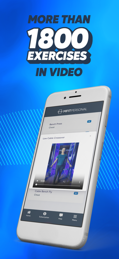 Smartphone displaying an exercise video demonstration in the MFIT Personal app