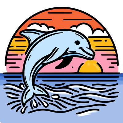 dolphin in a sunset