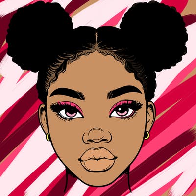 realistic black woman with two buns