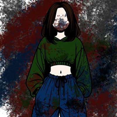 realistic girl faceless with baggy pants and a crop top