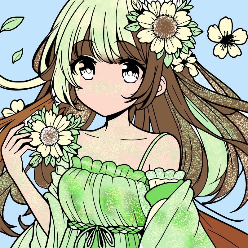 anime girl with flowers
