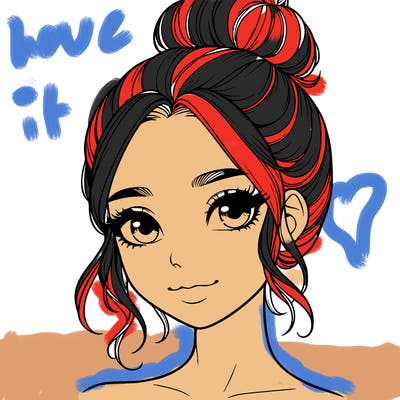 realistic pretty girl with hair in bun