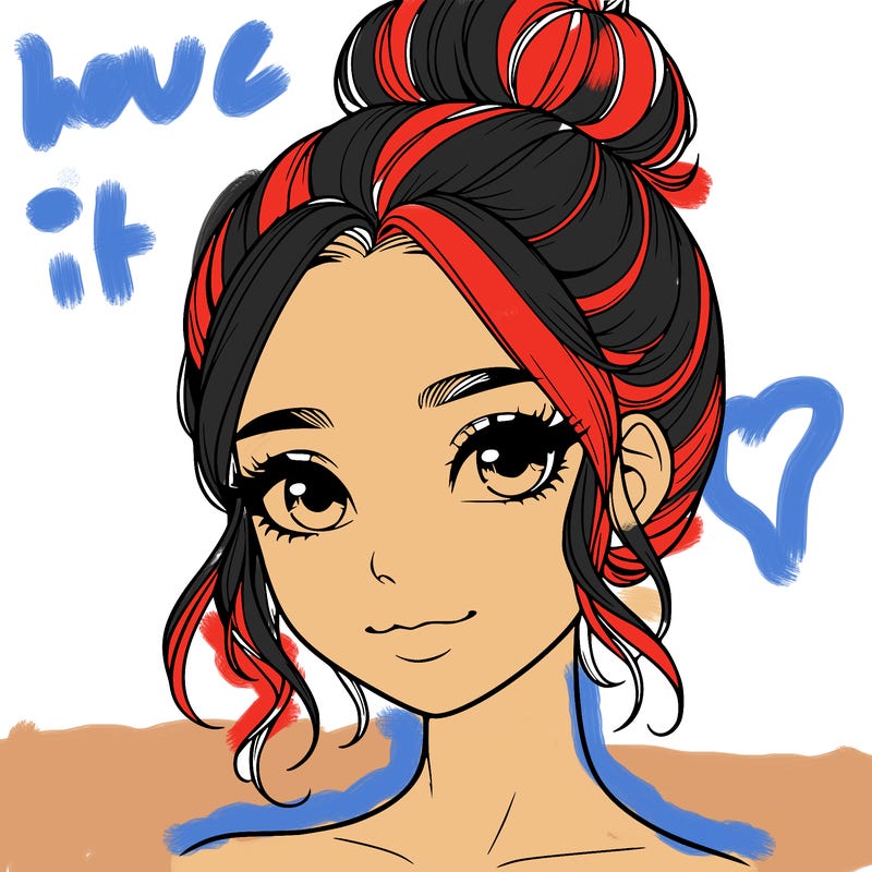 realistic pretty girl with hair in bun