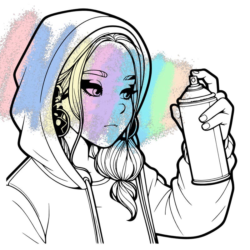 a realistic girl, spray painting