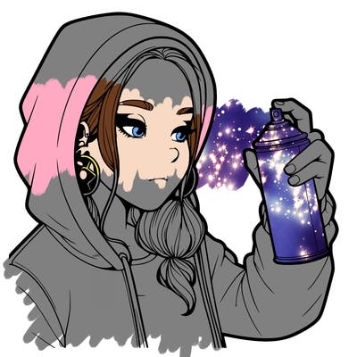 a realistic girl, spray painting