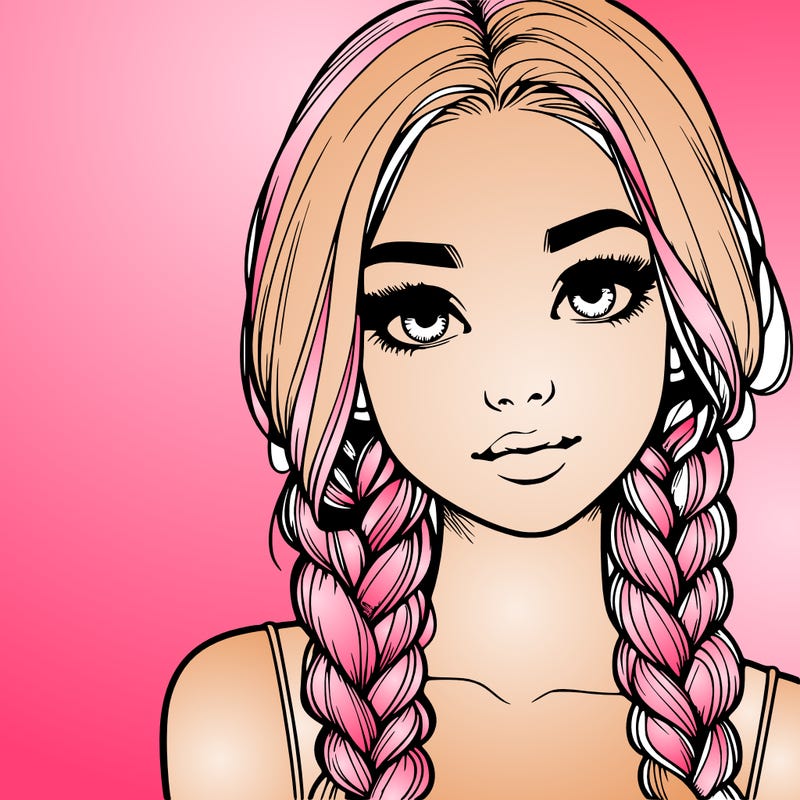 realistic girl with braids
