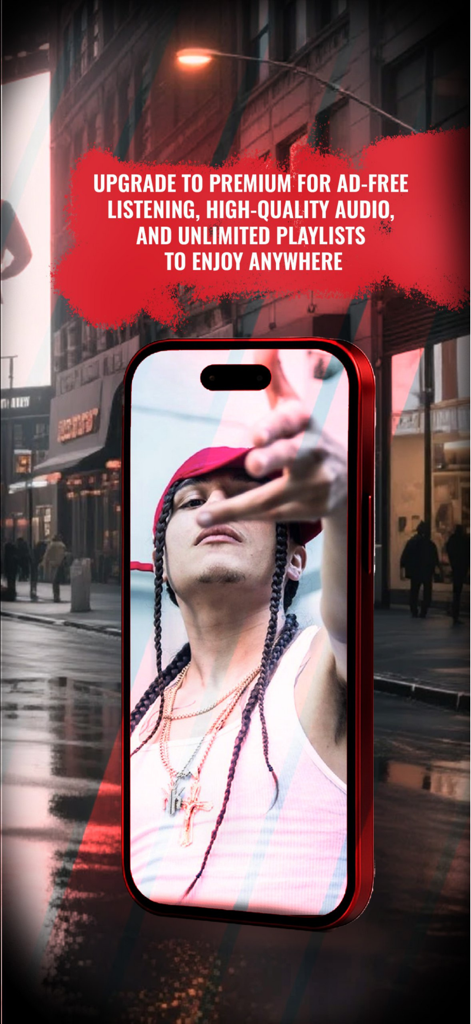 MyMixtapez app screenshot promoting premium ad free listening and high quality audio