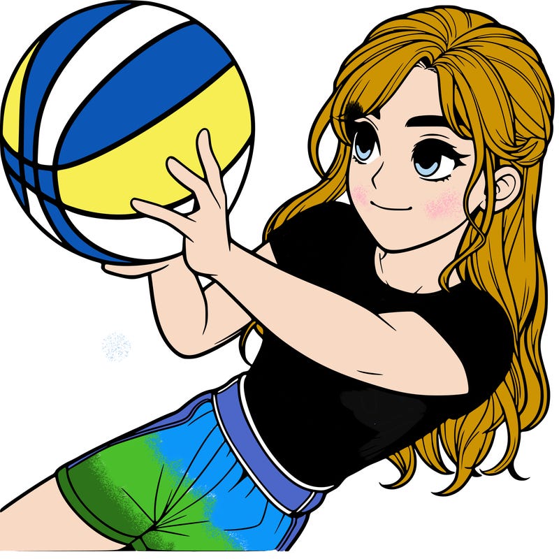 realistic girl playing basketball