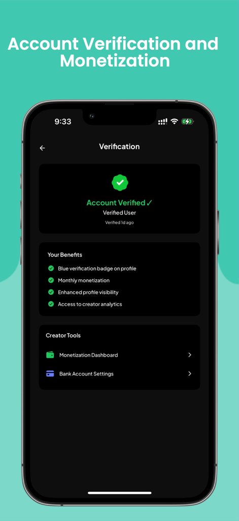 Watever - Watever app account verification and creator monetization dashboard screenshot