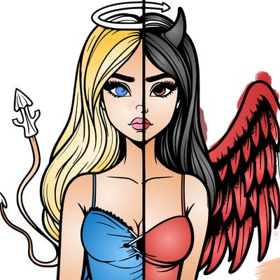 devil vs angel realistic girl