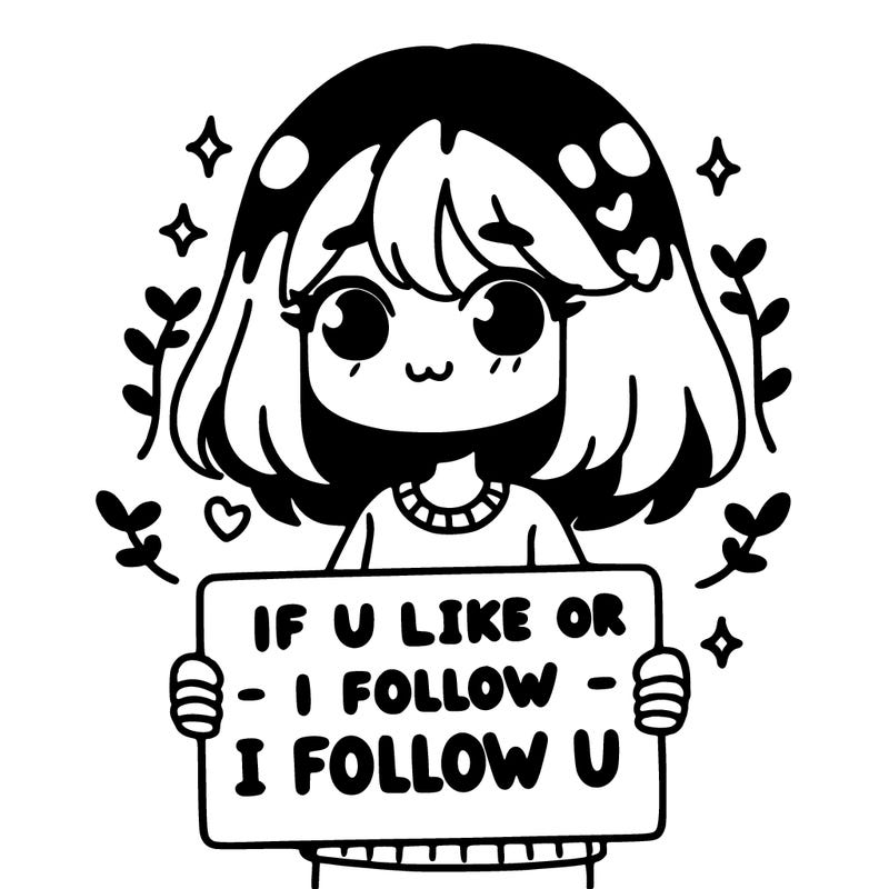 a girl holding a sign that says if u like or follow i will follow u