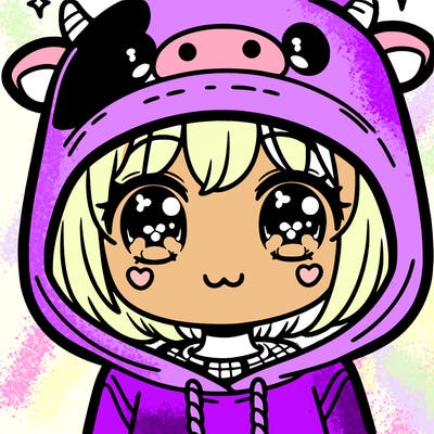kawaii girl with cow hoodie