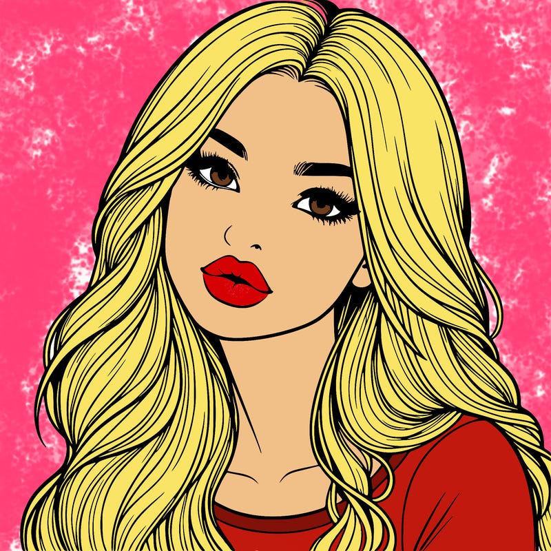 realistic girl with hair on her hair and lips