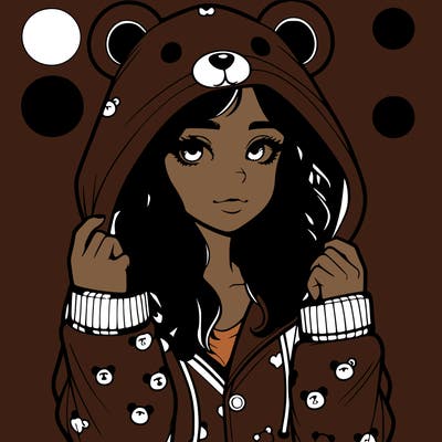 realistic girl in a animal pjs hoodie