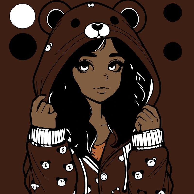realistic girl in a animal pjs hoodie