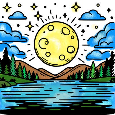 moonlight shining on a lake