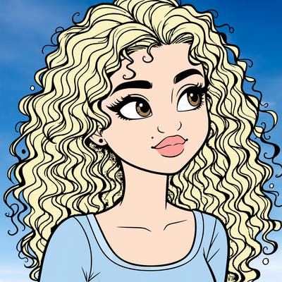 realistic girl with curly hair