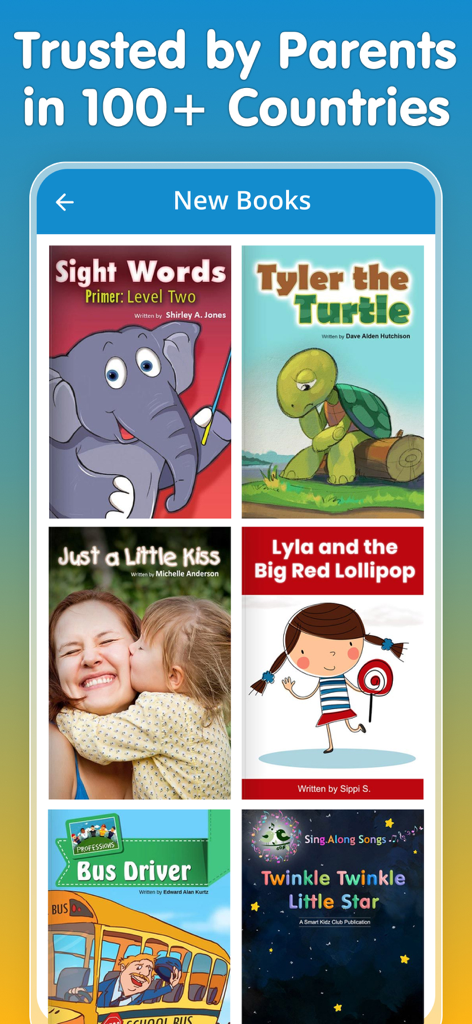 Screenshot of the New Books section in the Read-Along app featuring various educational titles