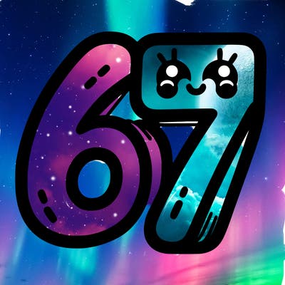 the numbers 67