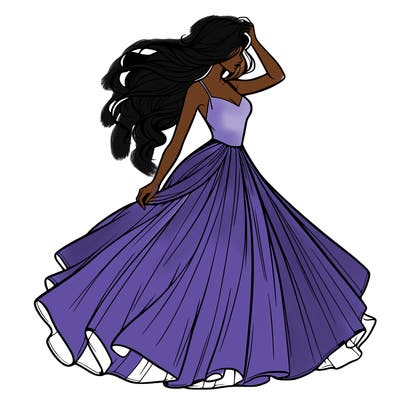 realistic woman with dress flowing in the wind