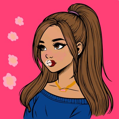 realistic girl with a high ponytail