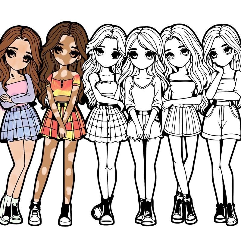 a group of girls realistic