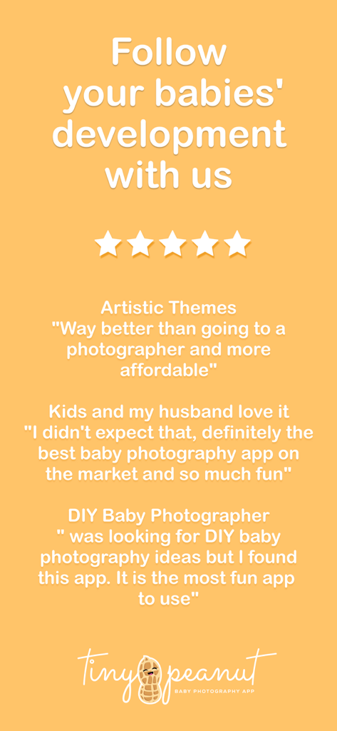 Tiny Peanut: Baby Photo Editor - Tiny Peanut baby photo editor app user testimonials and five star rating display