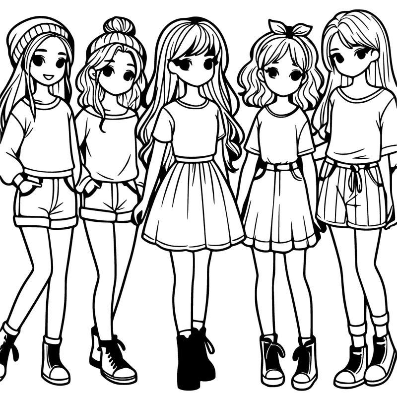 a group of five girls