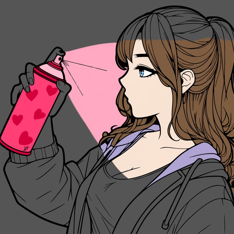 a realistic girl spray, painting