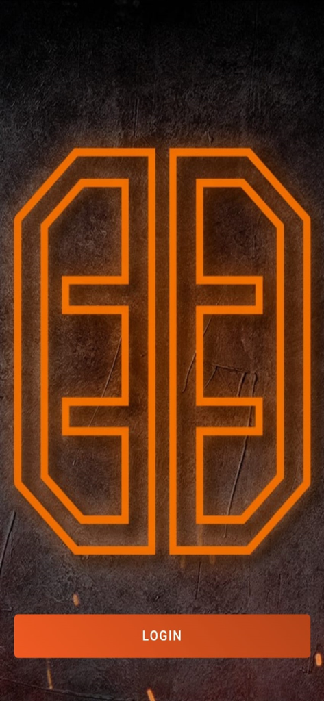 Login screen of the Panobianco Academia app featuring an orange neon logo on a dark background.