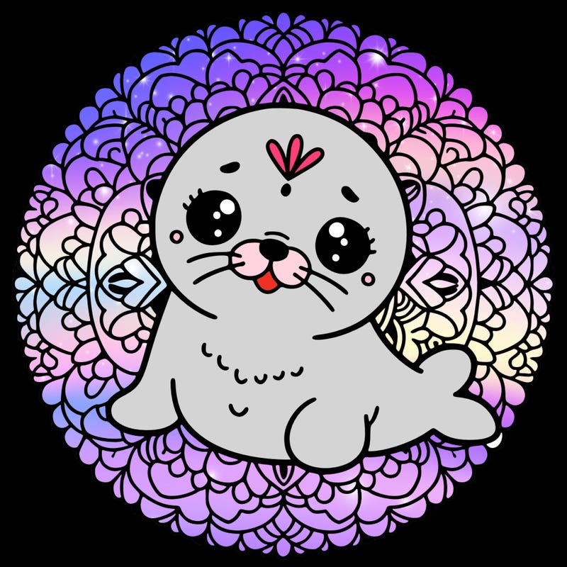 a cute baby seal mandala