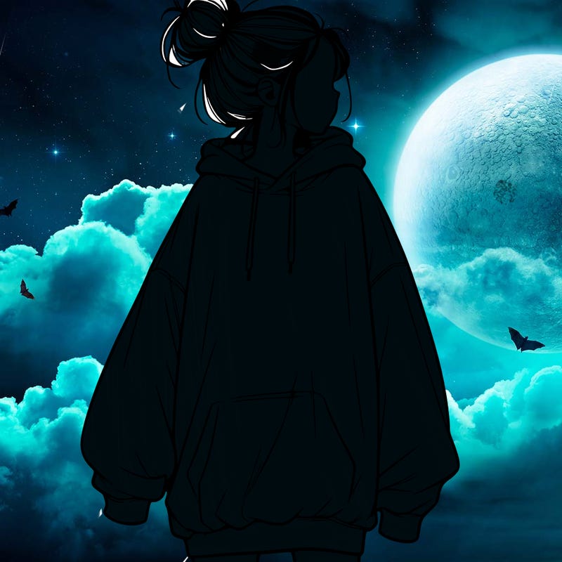 realistic girl with a oversized sweatshirt on and a bun