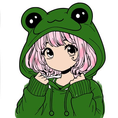 a cute teenage girl wearing a frog hoodie