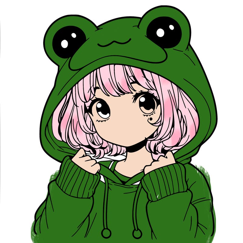 a cute teenage girl wearing a frog hoodie