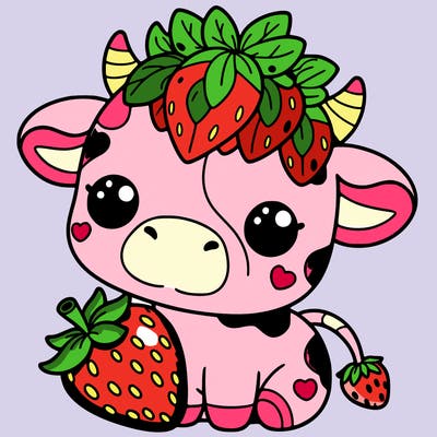 cute strawberry cow