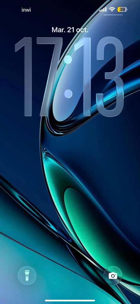 Futuristischer türkisfarbener und blauer ästhetischer 8K-Hintergrund auf einem iPhone-Sperrbildschirm