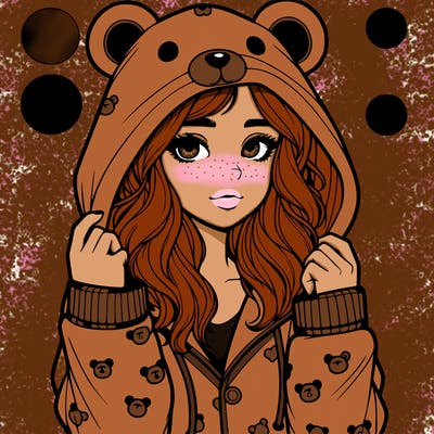 realistic girl in a animal pjs hoodie