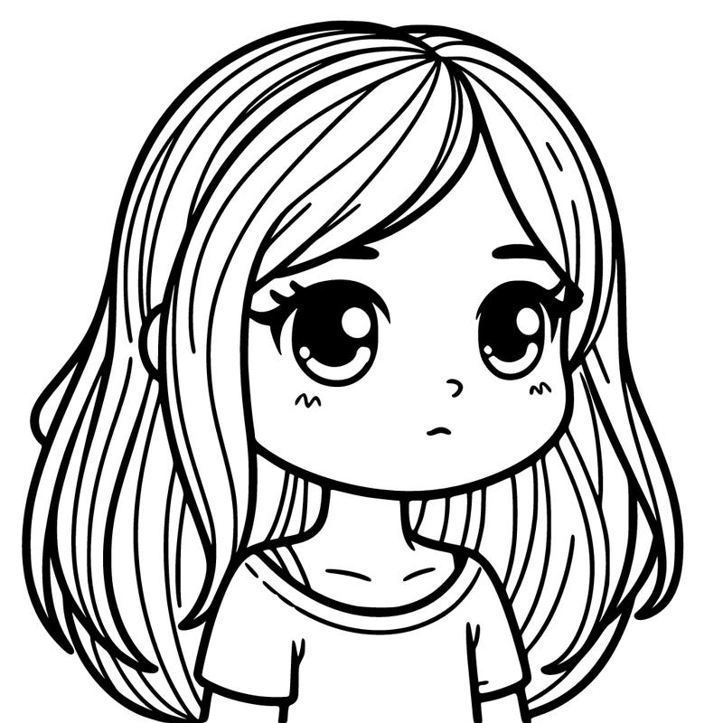 realistic girl with hair down