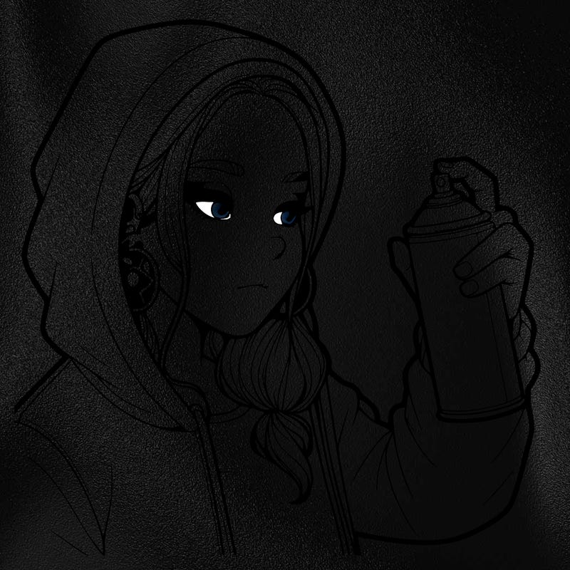 a realistic girl, spray painting