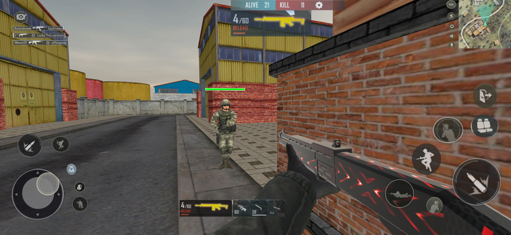 First person shooter gameplay showing tactical military combat in an urban zone