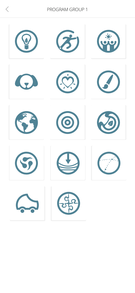 Selection screen of wellness frequency programs in the Healy 2 app