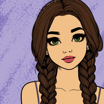 realistic girl with braids