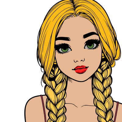 realistic girl with braids