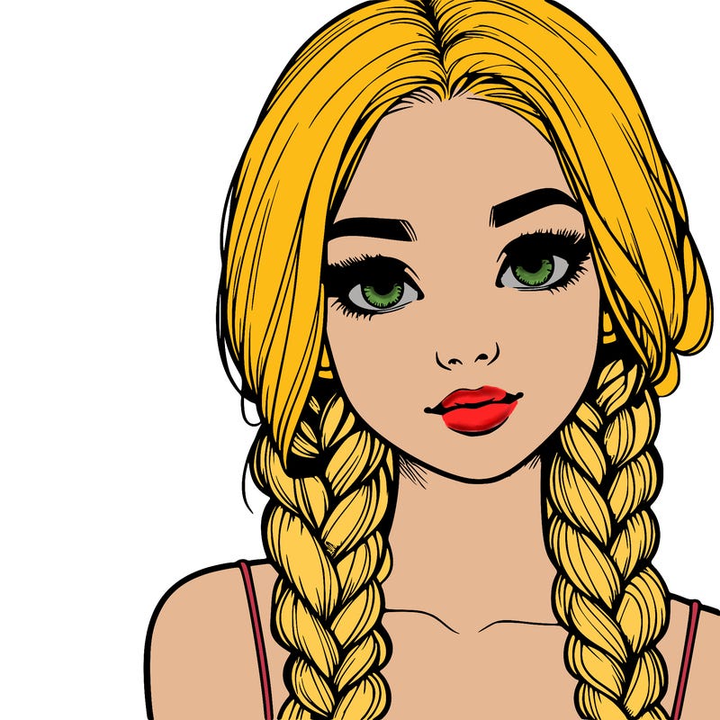 realistic girl with braids