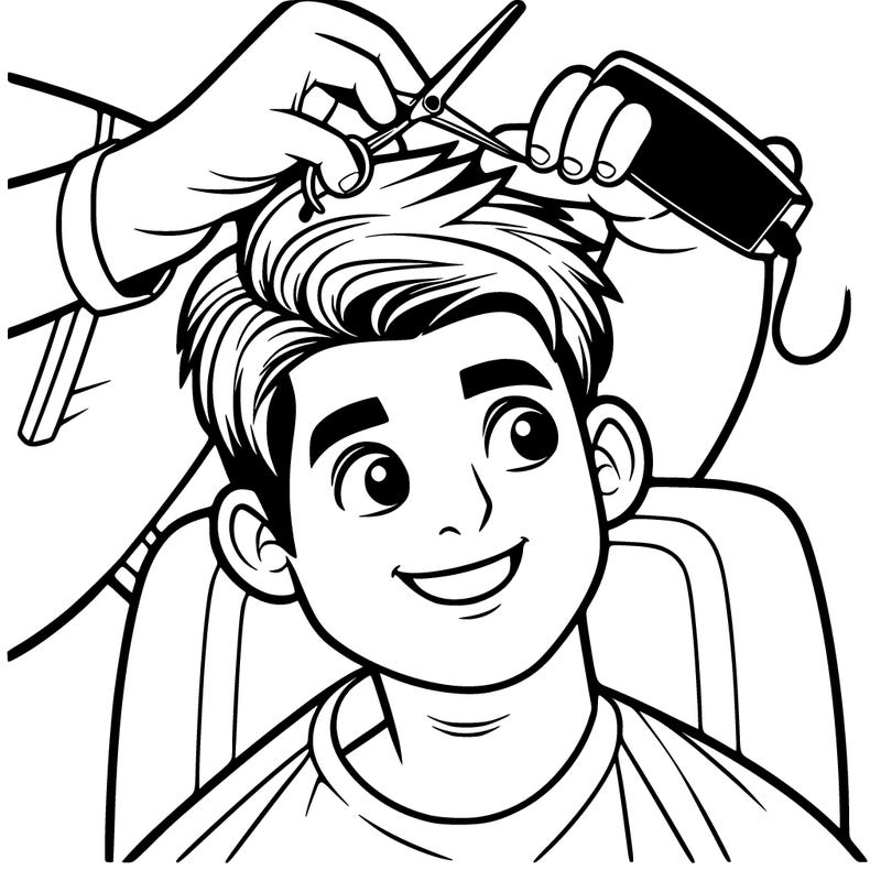 a guy getting a haircut