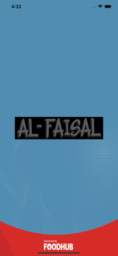 Alfaisal Takeaway - Alfaisal Takeaway mobile app splash screen with brand name and Foodhub logo