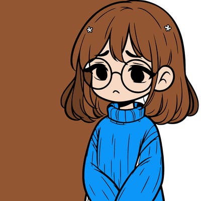 sad girl with glasses in a sweater